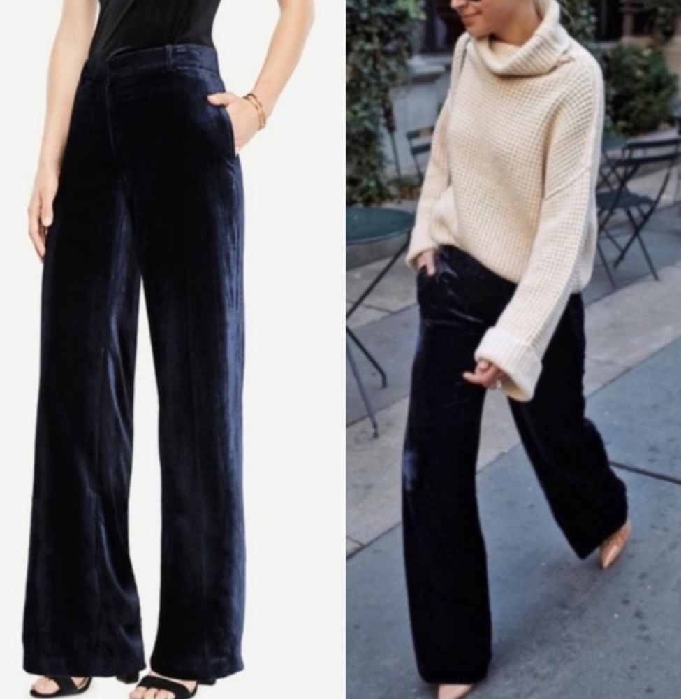 NWT, Ann Taylor Atlantic Navy Velvet Pant 16T Tall